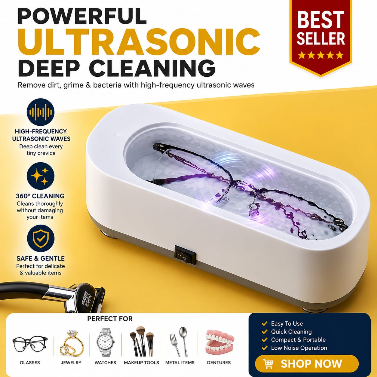 Ultrasonic Cleaner – Deep Cleaning for Glasses, Jewelry & More